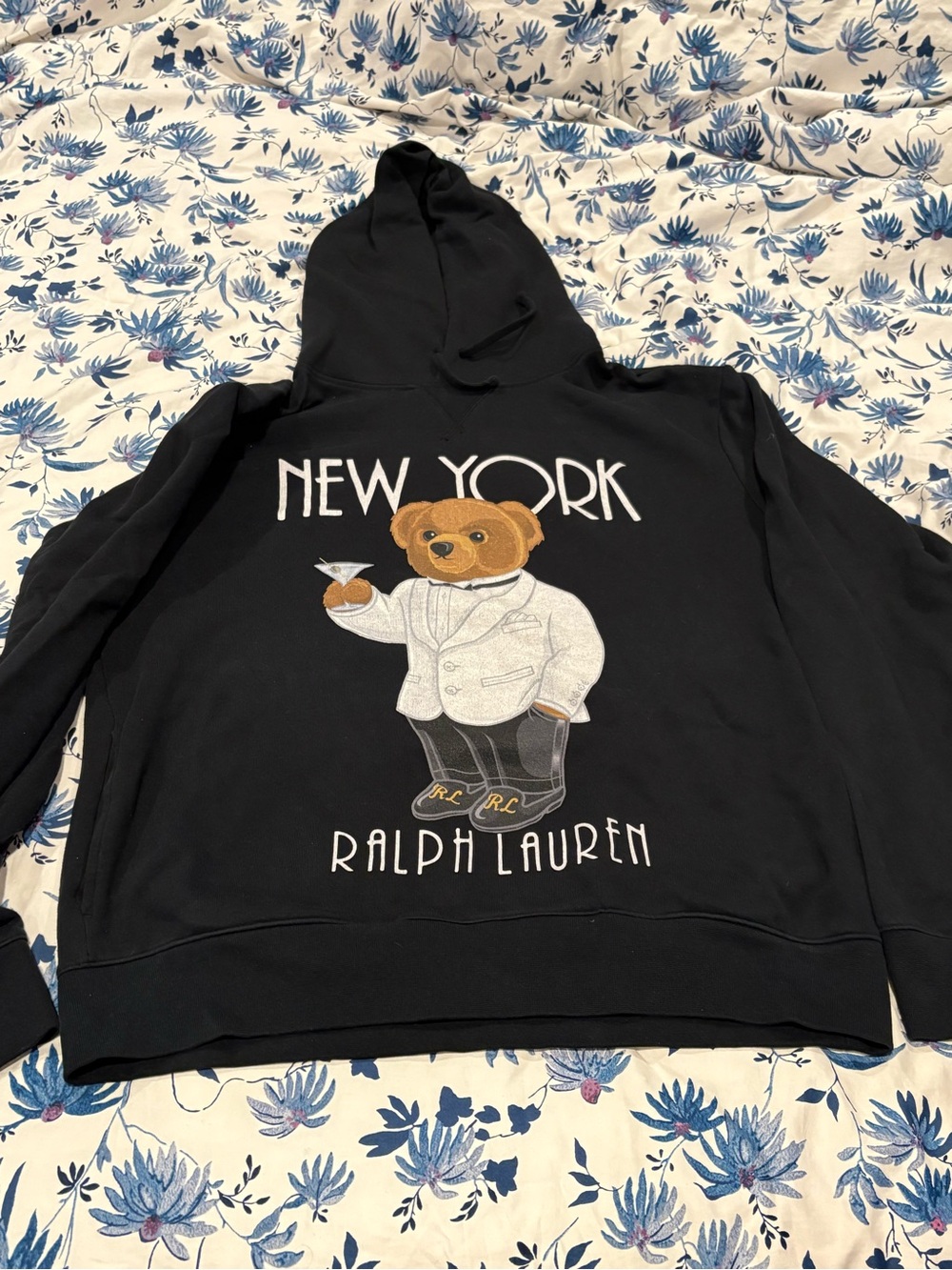 Polo by Ralph Lauren Black Bear Graphic Hoodie with White Blazer